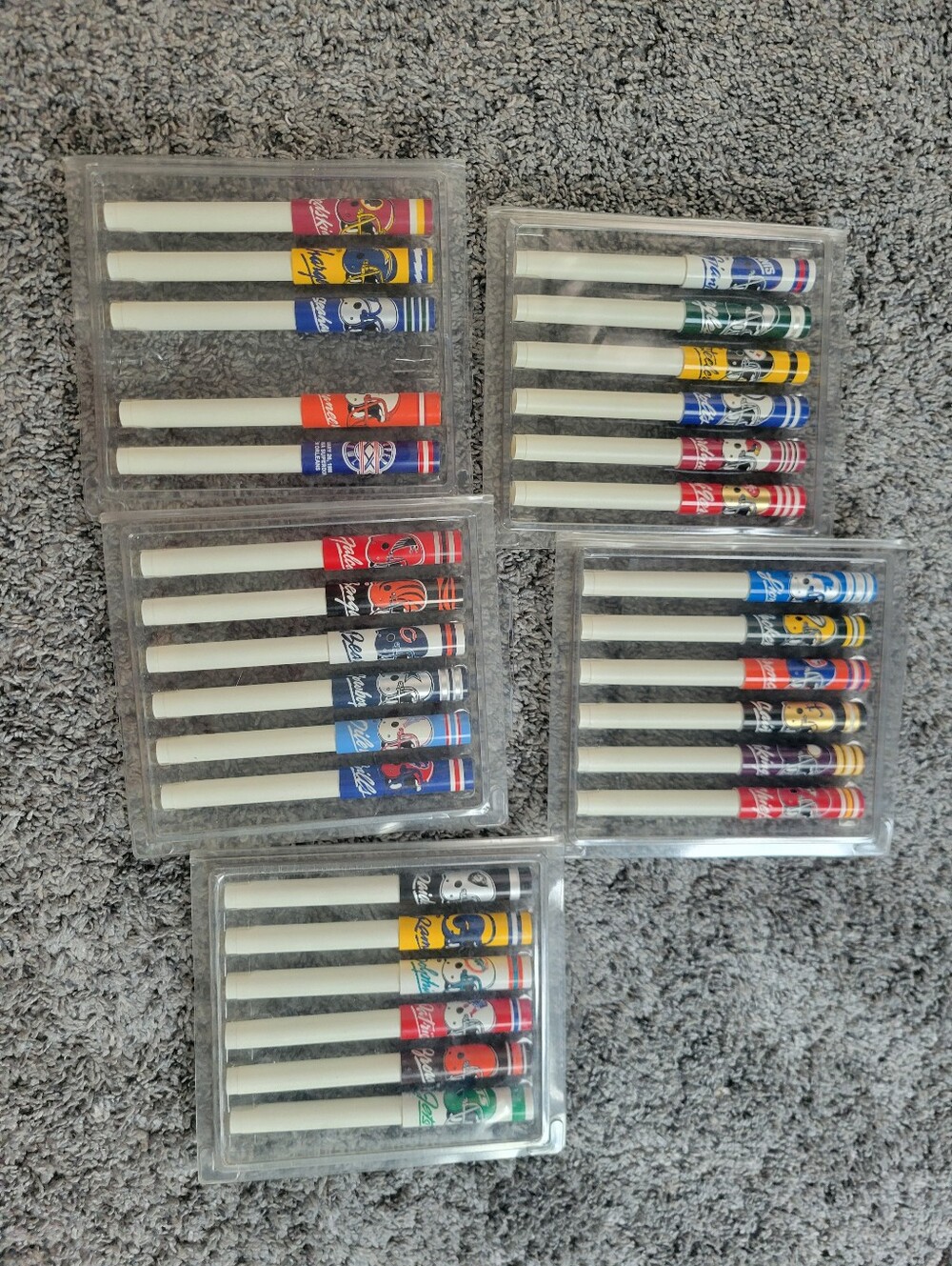Set of NFL Collectors Pens  with Colorful Team Caps Vintage